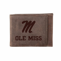 Front Pocket Wallet w/ RFID Blocking, University of Mississippi, Brown, Collegiate, Home