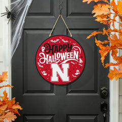 University of Nebraska Halloween Round Door Décor with Hanging Rope, 1, Collegiate, Home