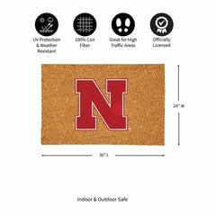 University of Nebraska Large Full Color Coir Mat, 36"x24", Collegiate