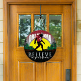 University of Oklahoma Bigfoot Round Door Décor with Hanging Rope, 18x, Collegiate, Home