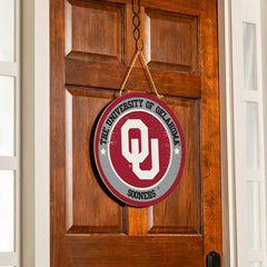 University of Oklahoma Round Door Décor with Hanging Rope, 18x18, Collegiate, Home