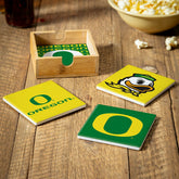 University of Oregon Ceramic Coasters Set, 4pcs with Wood Caddy, Collegiate, Home