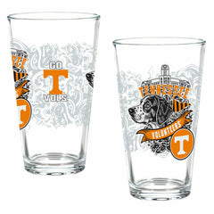 University of Tennessee 16oz Glass pint, Set of 2, Collegiate, Home