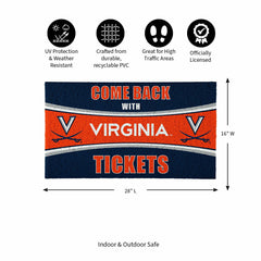 28" x 16" PVC Trapper Mat, Come Back with Tickets, University of Virgi, Collegiate