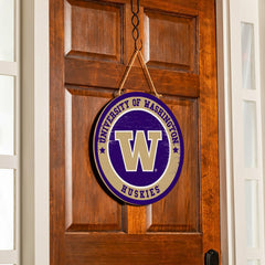 University of Washington Round Door Décor with Hanging Rope, 18x18, Collegiate, Home