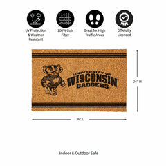 University of Wisconsin-Madison Large One Color Coir Mat, 36"x24", Collegiate
