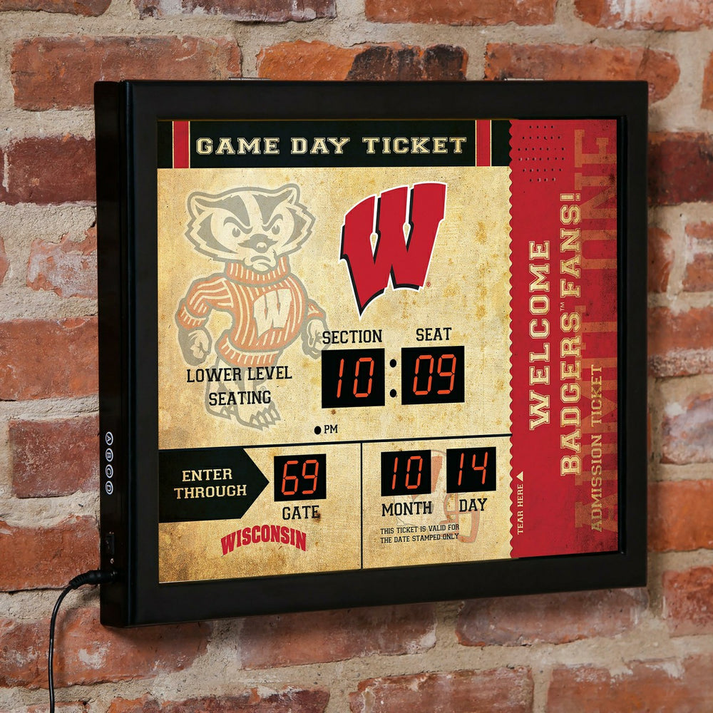 Scoreboard Wall Clock, Wisconsin, Collegiate, Home