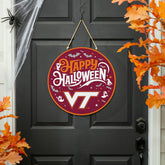 Virginia Tech Halloween Round Door Décor with Hanging Rope, 18x18, Collegiate, Home