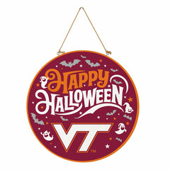 Virginia Tech Halloween Round Door Décor with Hanging Rope, 18x18, Collegiate, Home