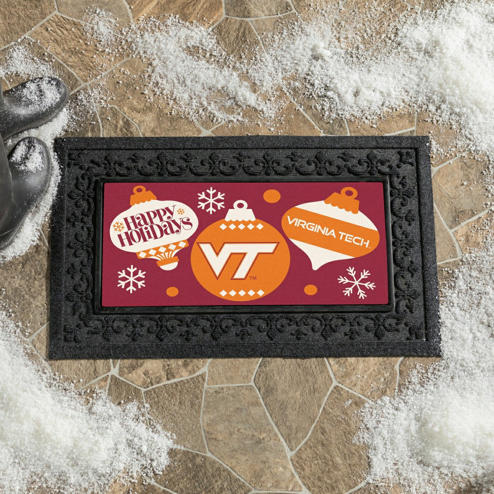 Virginia Tech Holiday Flocked Coir Sassafras Switch Mat, 22"x10", Collegiate