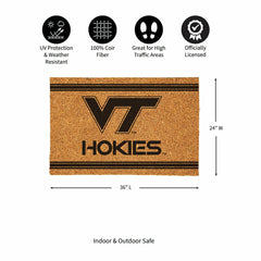 Virginia Tech Large One Color Coir Mat, 36"x24", Collegiate