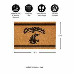Washington State University Large One Color Coir Mat, 36"x24", Collegiate