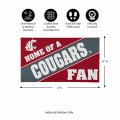 Washington State University, PVC Mat COLOR, Home of a Fan, Collegiate