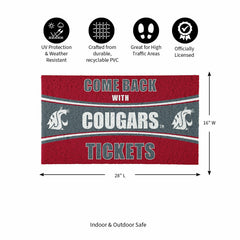 28" x 16" PVC Trapper Mat, Come Back with Tickets, Washington State Un, Collegiate