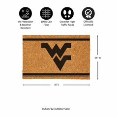 West Virginia University Large One Color Coir Mat, 36"x24", Collegiate