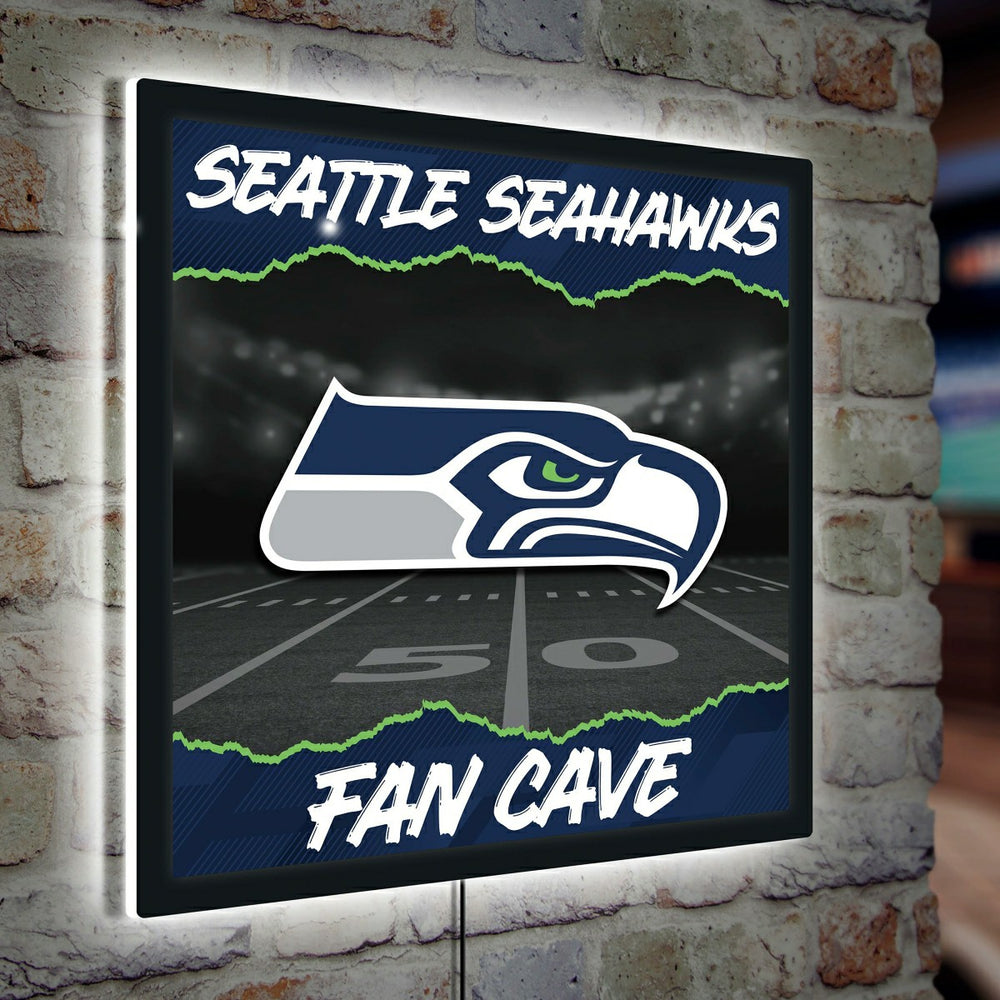 Seattle Seahawks 23"H x 23"L LED Wall Decor, Edgelite, Square, Home, NFL