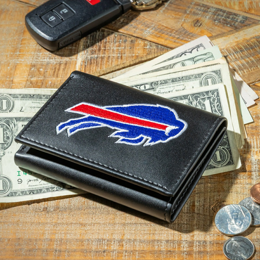 Buffalo Bills Black Tri-Fold Embroidered Wallet, NFL, Home
