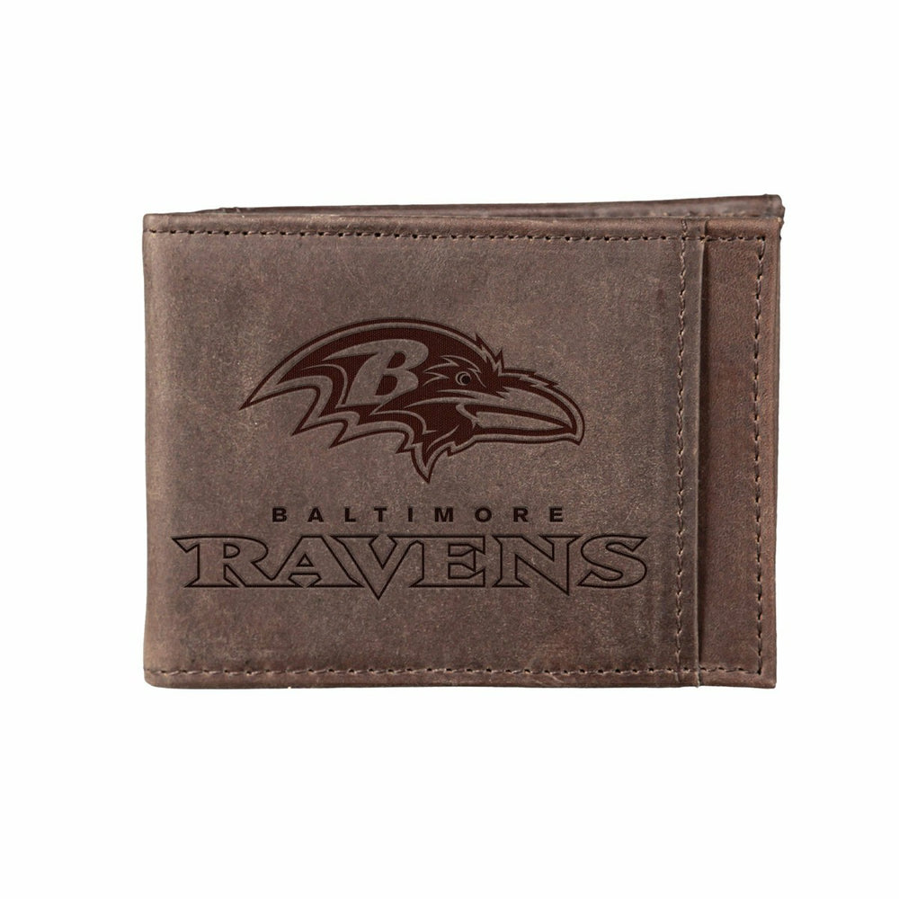 Front Pocket Wallet w/ RFID Blocking, Baltimore Ravens, Brown, NFL, Home