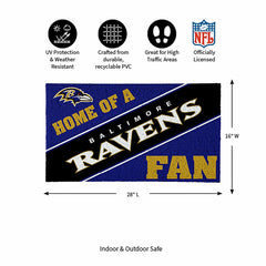 Baltimore Ravens, PVC Mat COLOR, Home of a Fan, NFL