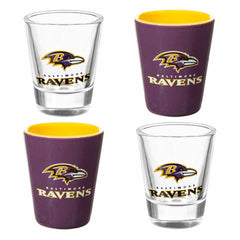 Baltimore Ravens 4-Piece Ceramic and Glass 2oz. Shot Glass Set, NFL, Home