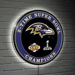 Baltimore Ravens 3X Superbowl Champions Football Round LED Wall Decor, NFL, Home
