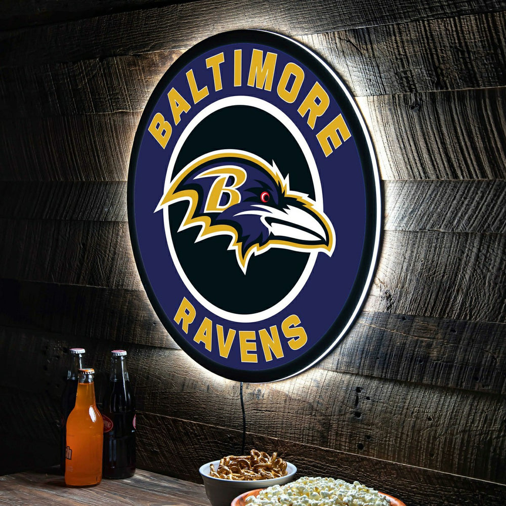 LED Wall Decor, Round, Baltimore Ravens, NFL, Home