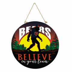 Chicago Bears Bigfoot Round Door Décor with Hanging Rope, 18x18, NFL, Home