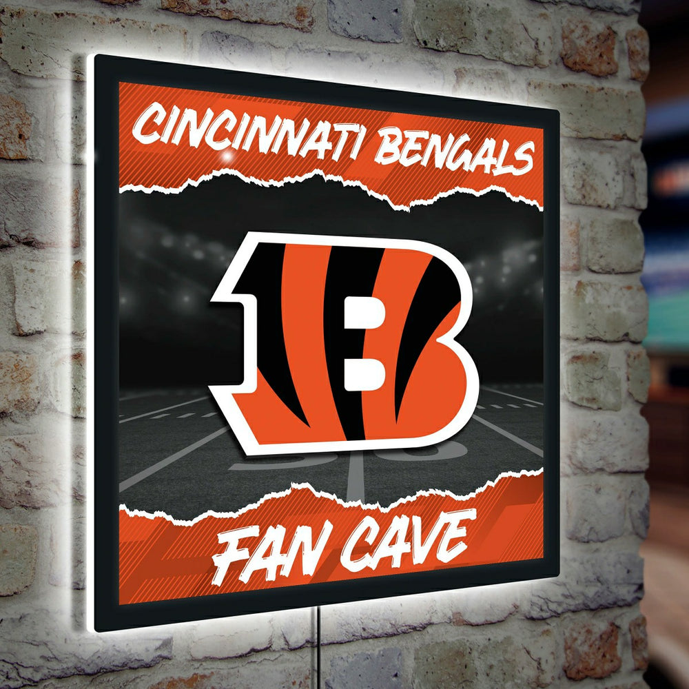 Cincinnati Bengals 23"H x 23"L LED Wall Decor, Edgelite, Square, NFL, Home