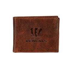 Cincinnati Bengals, Embossed 100% Genuine Tumbled Leather Passcase Bi-, NFL, Home