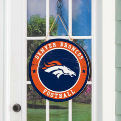 Denver Broncos Round Door Décor with Hanging Rope, 18x18, NFL, Home