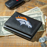 Denver Broncos Black Tri-Fold Embroidered Wallet w/ RFID Blocking, NFL, Home