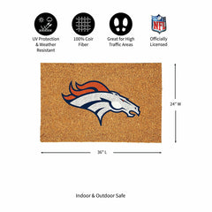 Denver Broncos Large Full Color Coir Mat, 36"x24", NFL