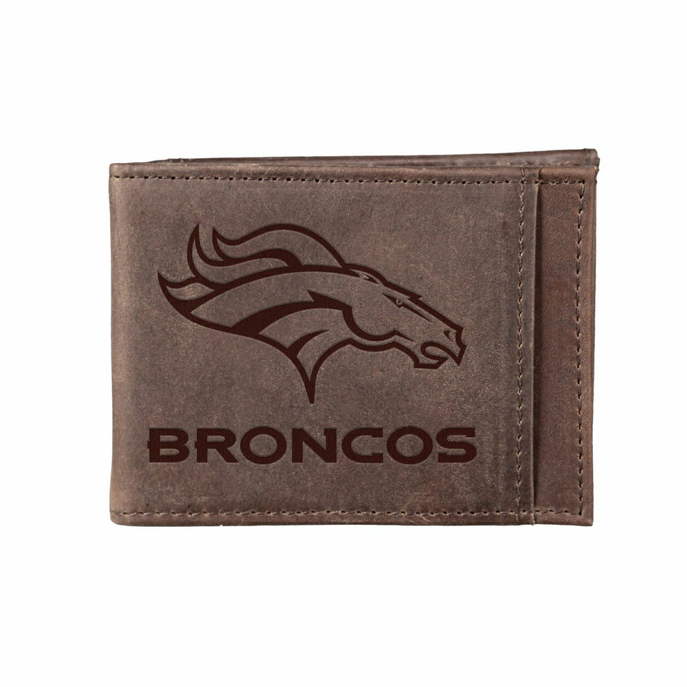 Front Pocket Wallet w/ RFID Blocking, Denver Broncos, Brown, NFL, Home