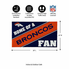 Denver Broncos, PVC Mat COLOR, Home of a Fan, NFL