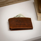 Denver Broncos, Embossed 100% Genuine Tumbled Leather Passcase Bi-Fold, NFL, Home
