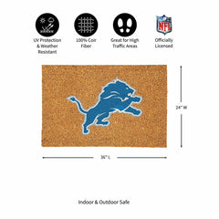 Detroit Lions Large Full Color Coir Mat, 36"x24", NFL