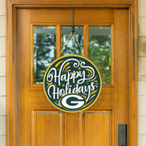 Green Bay Packers Holiday Round Door Décor with Hanging Rope, 18x18, NFL, Home