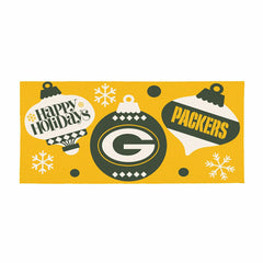 Green Bay Packers Holiday Flocked Coir Sassafras Switch Mat, 22"x10", NFL
