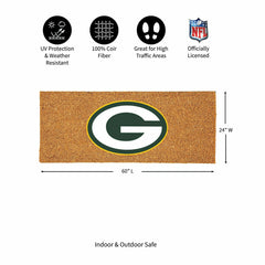 Green Bay Packers Extra Large Full Color Coir Mat, 60"x24", NFL