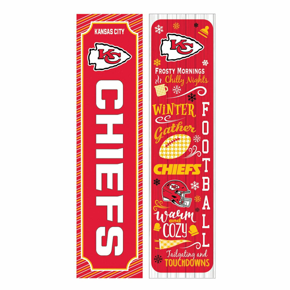 46" Double Sided Leaner, Kansas City Chiefs, Winter Seasonal, NFL, Home