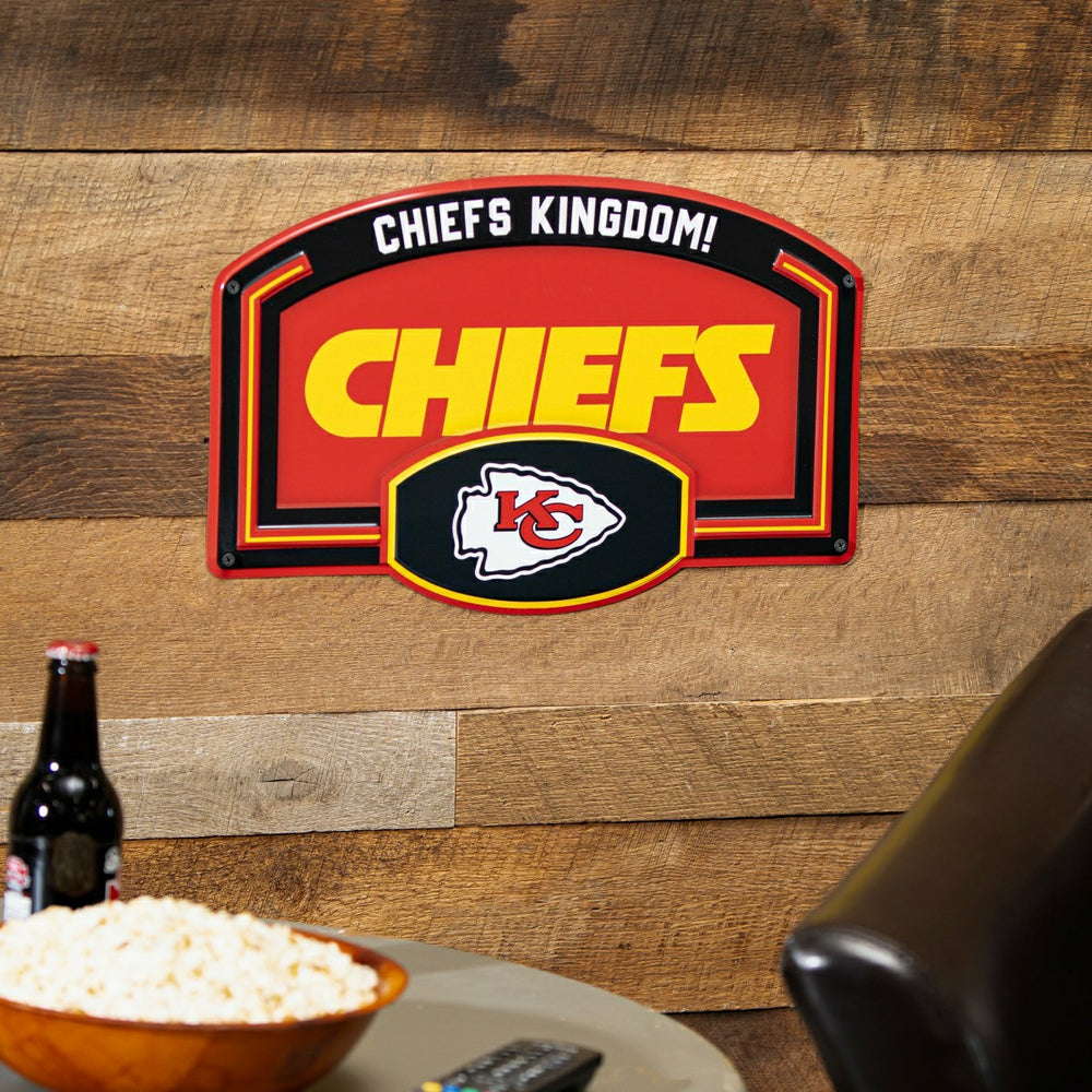 Kansas City Chiefs USA Embossed Steel Wall Sign, 11" x 17", NFL, Home