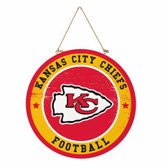 Kansas City Chiefs Round Door Décor with Hanging Rope, 18x18, NFL, Home
