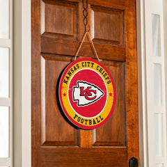 Kansas City Chiefs Round Door Décor with Hanging Rope, 18x18, NFL, Home