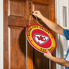 Kansas City Chiefs Round Door Décor with Hanging Rope, 18x18, NFL, Home