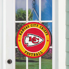 Kansas City Chiefs Round Door Décor with Hanging Rope, 18x18, NFL, Home