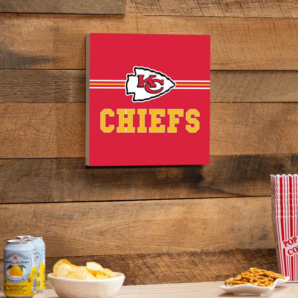 Kansas City Chiefs Wood Wall Sign, 12x12, NFL, Home