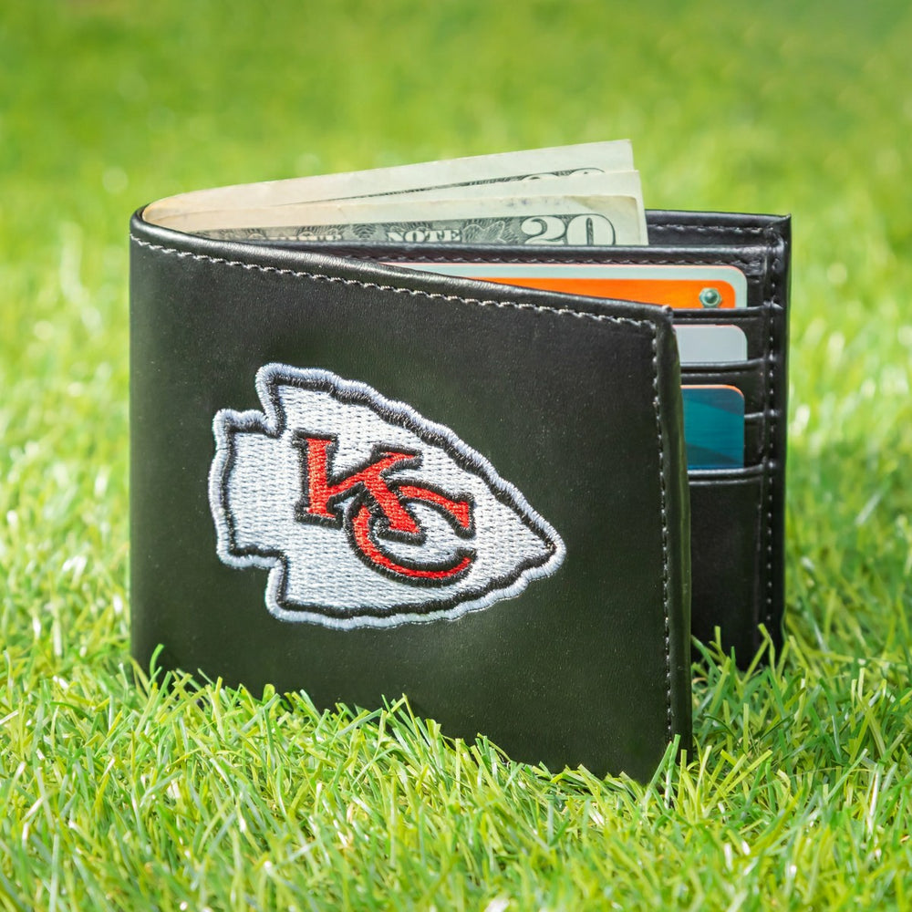 Kansas City Chiefs Black Bi-Fold Embroidered Wallet w/ RFID Blocking, NFL, Home