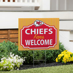 Kansas City Chiefs Coroplast Yard Sign, "Fans Welcome", NFL, Home