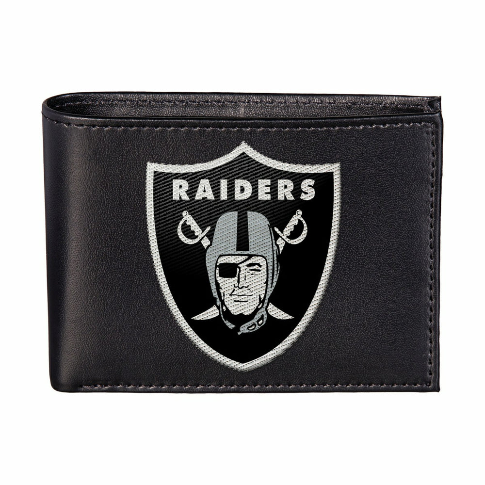Las Vegas Raiders Black Bi-Fold Embroidered Wallet w/ RFID Blocking, NFL, Home