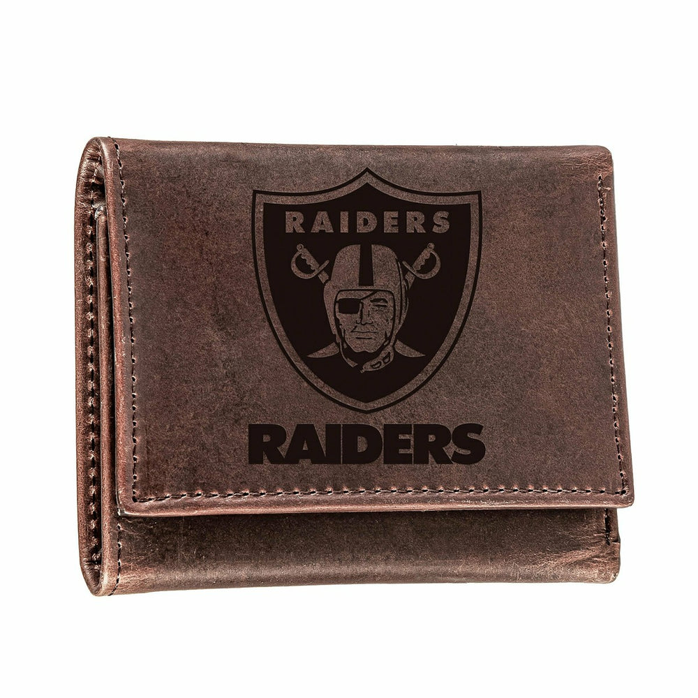 Las Vegas Raiders, Tri-Fold Wallet, Brown, CH, 100% Genuine Leather, NFL, Home